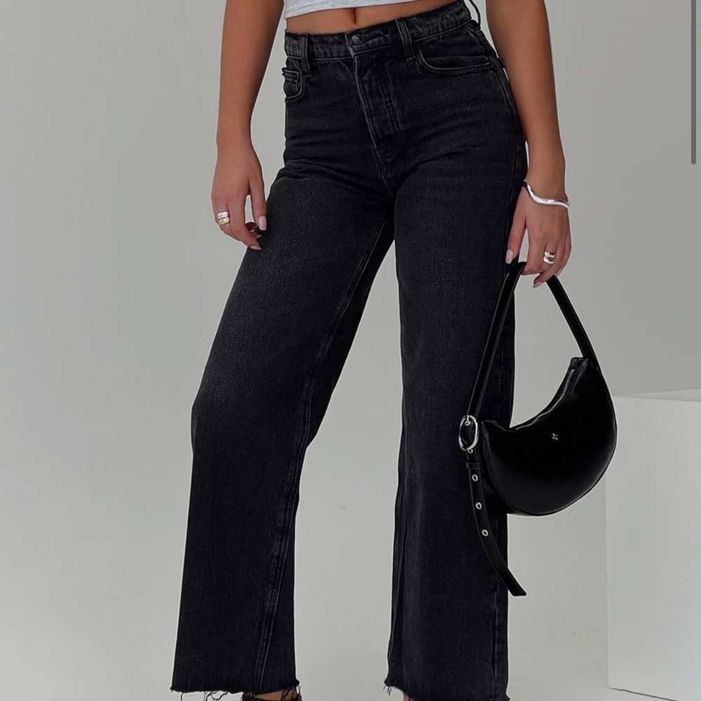 Princess Polly Black Flare Wide Leg Jeans